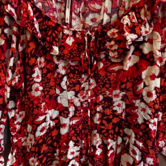 Free People Sweet Memories Pink Floral Ruffled Peplum Top - Picture 3 of 8